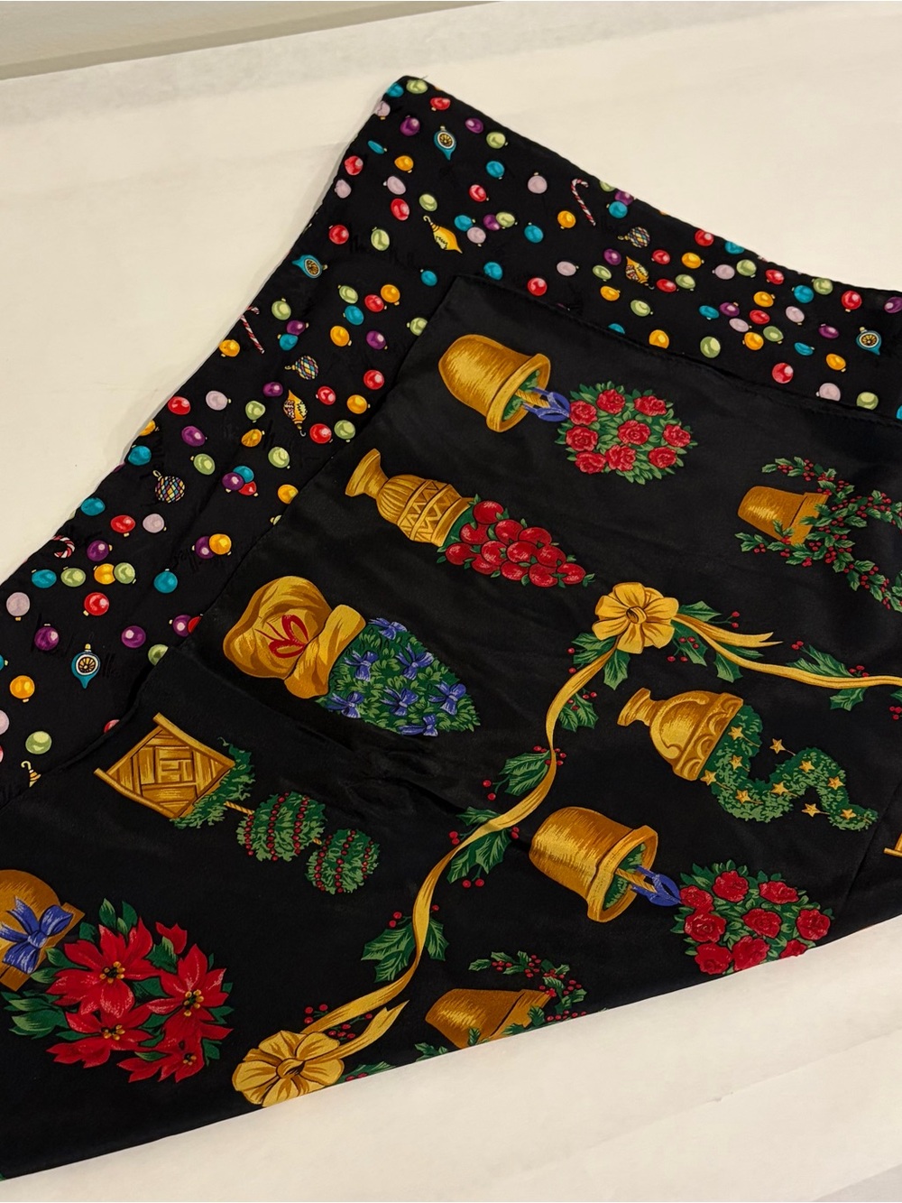 Lot of 2 100% Silk Christmas Scarves Nicole Miller Talbots Holiday 21” Square